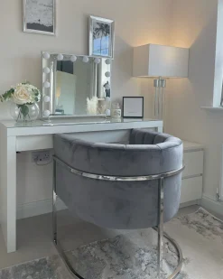 Nojatuolit<Beliani Nojatuoli Samettinen Harmaa Larvik