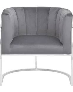 Nojatuolit<Beliani Nojatuoli Samettinen Harmaa Larvik