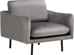 Nojatuolit<Beliani Nojatuoli Samettinen Harmaa Vinterbro