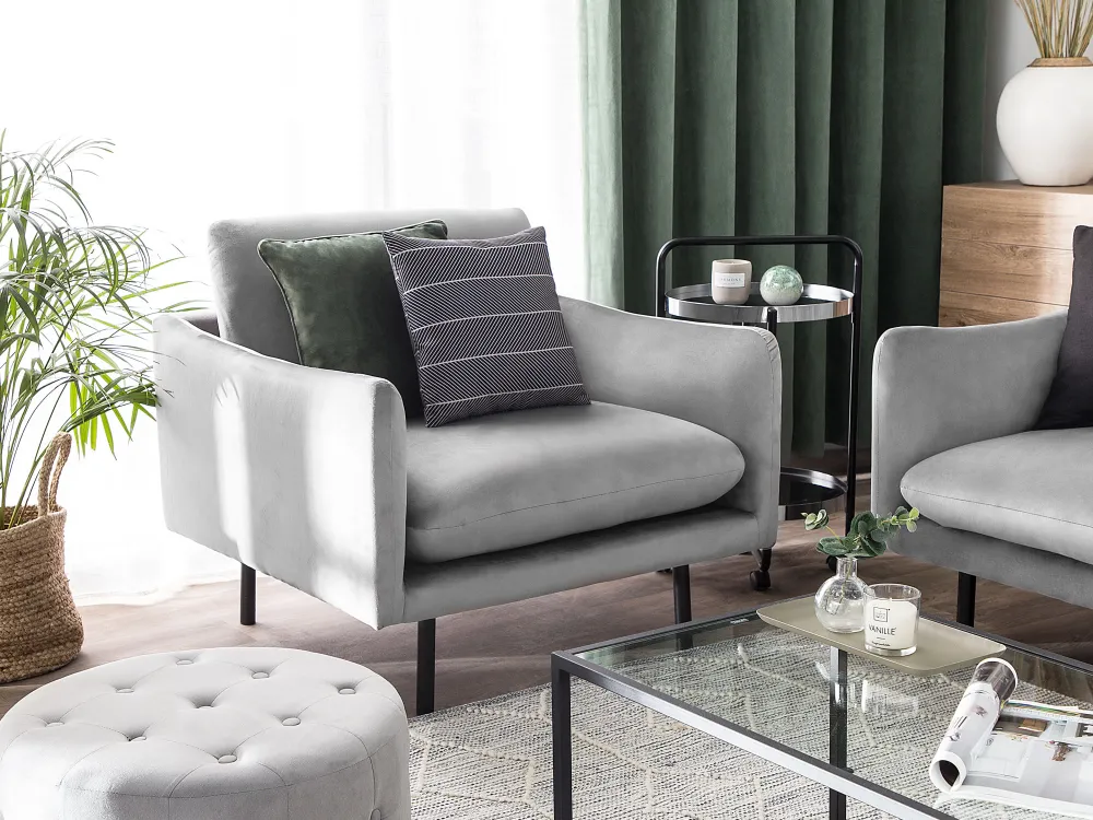 Nojatuolit<Beliani Nojatuoli Samettinen Harmaa Vinterbro