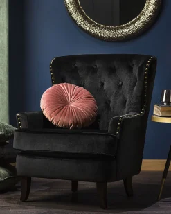 Nojatuolit<Beliani Nojatuoli Samettinen Musta Viborg Ii