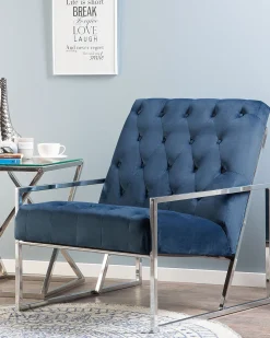 Cheap Beliani Nojatuoli Samettinen Sininen Harstad