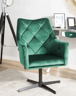 Sale Beliani Nojatuoli Samettinen Tummanvihrea Vaksala