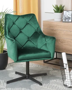 Sale Beliani Nojatuoli Samettinen Tummanvihrea Vaksala