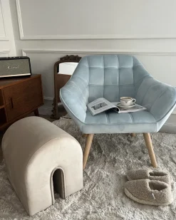 Outlet Beliani Nojatuoli Samettinen Vaaleansininen Karis