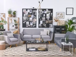 Tekstiilit<Beliani Paallinen 3-Istuttavaan Sohvaan Harmaa Bernes