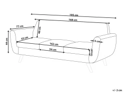 Store Beliani Paallinen 3-Istuttavaan Sohvaan Sininen Bernes