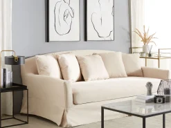 Clearance Beliani Paallinen 3-Istuttavalle Sohvalle Beige Gilja