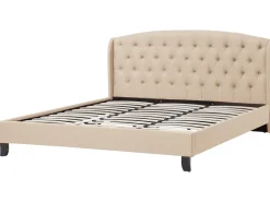 Sängyt<Beliani Parisanky Kangas Beige 180 X 200 Cm Bordeaux