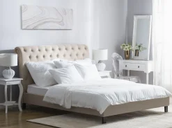 Sängyt<Beliani Parisanky Kangas Beige 180 X 200 Cm Reims