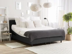 Discount Beliani Parisanky Kangas Sahkosaadettava Tummanharmaa 180 X 200 Cm Duke