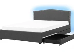 New Beliani Parisanky Kangas Säilytystila Led-Valot Tummanharmaa 180 X 200 Cm Montpellier