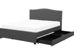 New Beliani Parisanky Kangas Säilytystila Led-Valot Tummanharmaa 180 X 200 Cm Montpellier