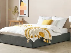 Discount Beliani Parisanky Kangas Säilytystila Tummanharmaa 160 X 200 Cm Dinan