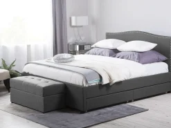 Best Beliani Parisanky Kangas Säilytystila Tummanharmaa 180 X 200 Cm Montpellier