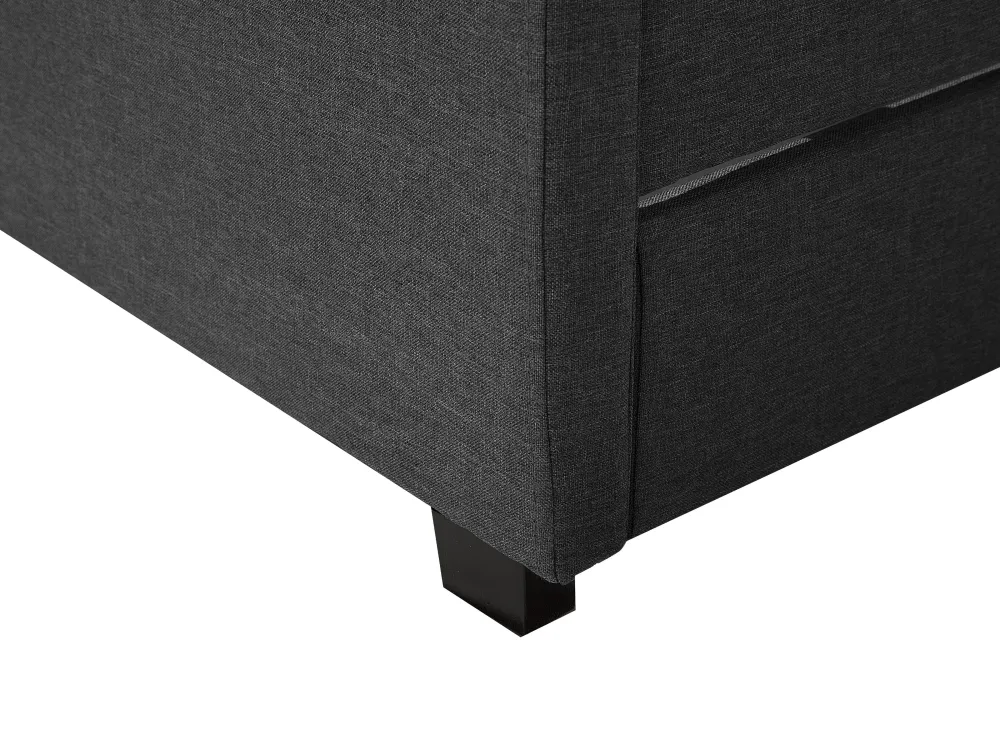 Sängyt<Beliani Parisanky Kangas Säilytystila Vaaleat Led-Valot Tummanharmaa 180 X 200 Cm Montpellier