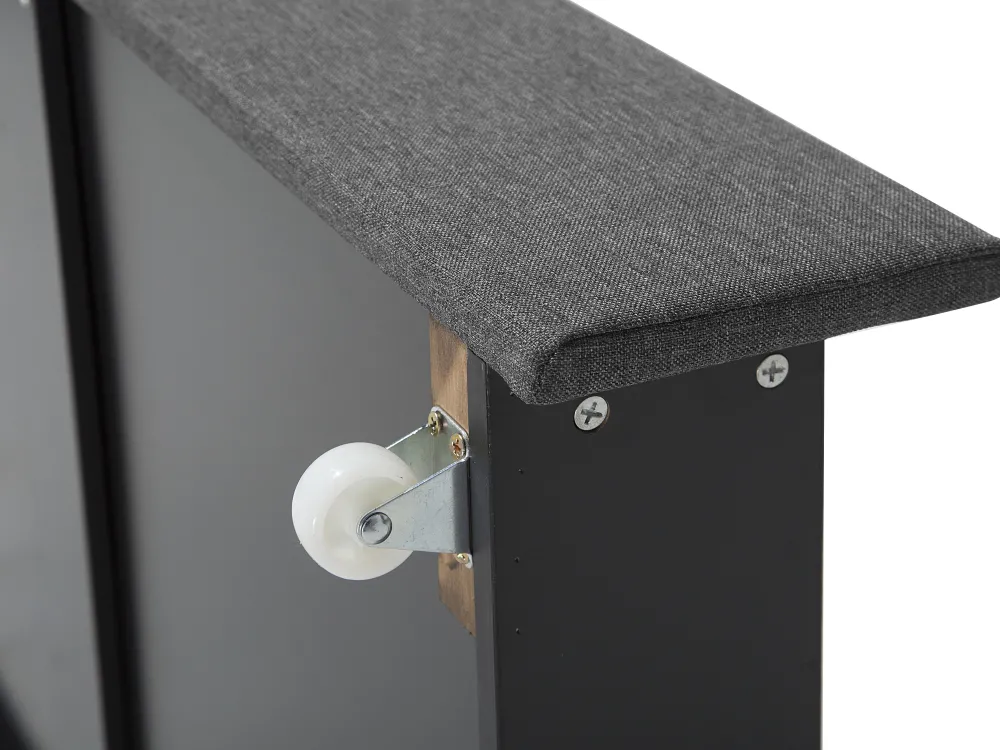 Sängyt<Beliani Parisanky Kangas Säilytystila Vaaleat Led-Valot Tummanharmaa 180 X 200 Cm Montpellier