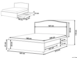 Sängyt<Beliani Parisanky Kangas Säilytystila Vaaleat Led-Valot Tummanharmaa 180 X 200 Cm Montpellier