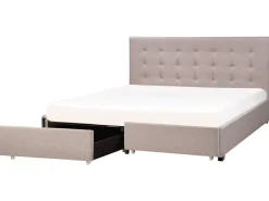 Sängyt<Beliani Parisanky Kangas Säilytystila Vaaleanharmaa 180 X 200 Cm La Rochelle