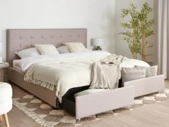 Sängyt<Beliani Parisanky Kangas Säilytystila Vaaleanharmaa 180 X 200 Cm La Rochelle