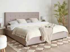 Sängyt<Beliani Parisanky Kangas Säilytystila Vaaleanharmaa 180 X 200 Cm La Rochelle