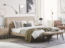 Outlet Beliani Parisanky Keinonahka Beige 180 X 200 Cm Essonne