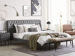 Sängyt<Beliani Parisanky Keinonahka Harmaa 180 X 200 Cm Essonne