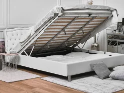 Hot Beliani Parisanky Keinonahka Säilytystila Valkoinen 180 X 200 Cm Metz