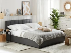 Sängyt<Beliani Parisanky Keinonahka Säilytystila Tummanharmaa 180 X 200 Cm Dreux