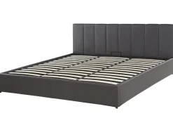 Sängyt<Beliani Parisanky Keinonahka Säilytystila Tummanharmaa 180 X 200 Cm Dreux