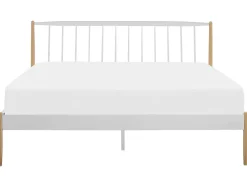 Fashion Beliani Parisanky Metalli Valkoinen/Vaalea Puu 180 X 200 Cm Maurs