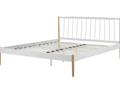 Fashion Beliani Parisanky Metalli Valkoinen/Vaalea Puu 180 X 200 Cm Maurs