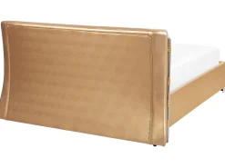 Sängyt<Beliani Parisanky Nahka Led-Valot Kulta 180 X 200 Cm Paris