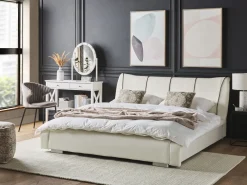 Discount Beliani Parisanky Nahka Luonnonvalkoinen 180 X 200 Cm Nantes