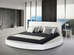 Sängyt<Beliani Parisanky Nahka Pyorea Valkoinen 180 X 200 Cm Laval