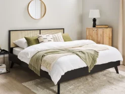 Fashion Beliani Parisanky Rottinki Musta 180 X 200 Cm Monpazier