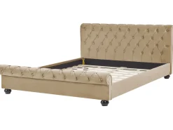 Sängyt<Beliani Parisanky Sametti Beige 180 X 200 Cm Avallon
