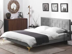 Sängyt<Beliani Parisanky Sametti Harmaa 180 X 200 Cm Limoux