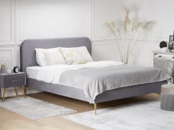 Sängyt<Beliani Parisanky Sametti Harmaa 180 X 200 Cm Flayat