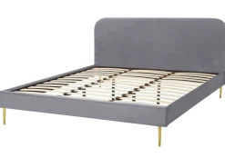 Sängyt<Beliani Parisanky Sametti Harmaa 180 X 200 Cm Flayat