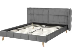 Sängyt<Beliani Parisanky Sametti Harmaa 160 X 200 Cm Senlis