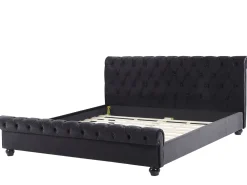 Sängyt<Beliani Parisanky Sametti Musta 180 X 200 Cm Avallon