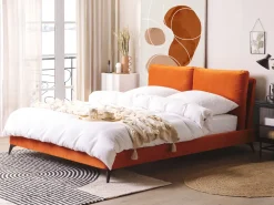 Sängyt<Beliani Parisanky Sametti Oranssi 160 X 200 Cm Melle