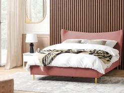 Sängyt<Beliani Parisanky Sametti Persikka 180 X 200 Cm Chaleix