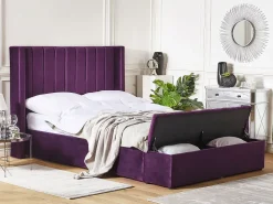 Fashion Beliani Parisanky Sametti Säilytystila Purppura 140 X 200 Cm Noyers