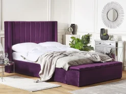 Fashion Beliani Parisanky Sametti Säilytystila Purppura 140 X 200 Cm Noyers