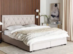 Discount Beliani Parisanky Sametti Säilytystila Beige 180 X 200 Cm Lievin