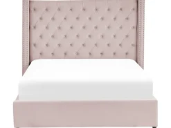 Sängyt<Beliani Parisanky Sametti Säilytystila Vaaleanpunainen 180 X 200 Cm Lubbon