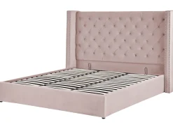 Sängyt<Beliani Parisanky Sametti Säilytystila Vaaleanpunainen 180 X 200 Cm Lubbon