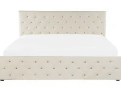 Sängyt<Beliani Parisanky Sametti Säilytystila Vaalea Beige 180 X 200 Cm Amiens